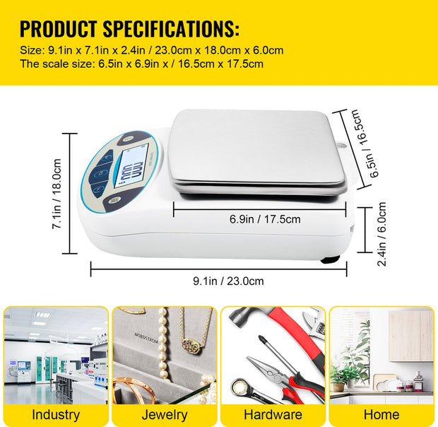 Digitale Laboratoriumweegschaal - 5000G - Roestvrij Staal En Abs -Duidelijk Lcd-Scherm - Gebruikt In Laboratoria, Universiteiten, Industrieën