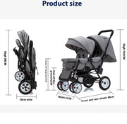 Luxe Kinderwagen - Luxe Kinderkoets - Luxe Babywagen - Luxe Baby Koets - Baby Koets - Kinderwagen - Babywagen - Kinderkoets - Inklapbaar - 3 In 1 - 9KG - Rood - Tweeling