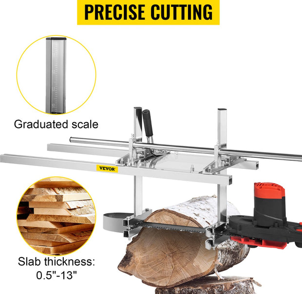 Kettingzaag houder Pro8 – Premium ontwerp – Plankenzaag – Boomstam zaag – 35-120 cm – Duurzaam staal/aluminium – Lichtgewicht – Verstelbaar