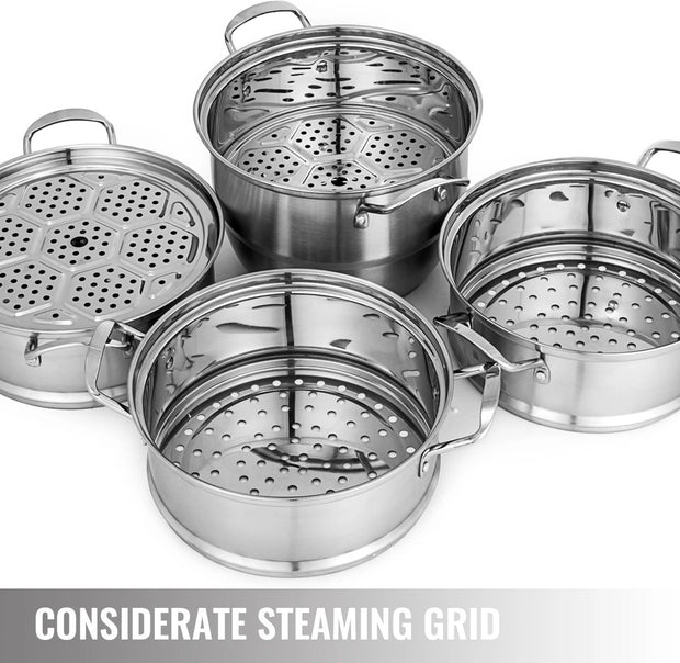 Voedsel Stomer - Stoomkoker - Stomer - 5 Laags - 30Cm - Rvs - Thuisstomer - Stomer - Chroom