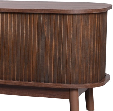 TV-Meubel - van Natuurlijke Houtmix - met Deuren en Lades - TV-Meubel met Rotan Zijkanten - Opbergoplossing - Natuurlijke - Landhuisstijl