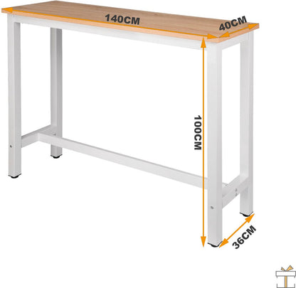Deluxe bar table - Rectangular - Indoor bar table - Metal - White/brown - 140x40x100cm