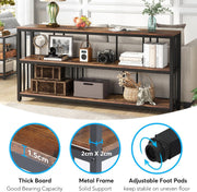 Console Tafel - Bijzettafel met 3 Niveaus - Industrieel - Hout & Metaal - 180 x 30 x 90 cm - Bruin