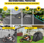 Motorhoes - Scooterhoes voor Binnen en Buiten - UV-bescherming - Waterdicht - Inclusief Draagtas - Tot 103 Inch Motoren - Zwart