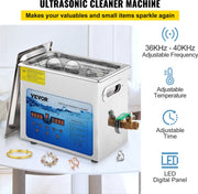 Ultrasoon Reiniger - 6L - Roestvrij Staal - Professionele Ultrasone Reinigingsapparaat - met Timer Verwarming - voor Sieraden Brillen Tanden - Zilver