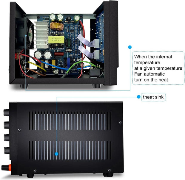 Wanptek - Voeding - Omvormer - Regelbare spanningsregelaar 30V - 10 - 300W - Wit display - Voor telefoonreparatie - Gereguleerde labtafel - DC-voedingen - Zwart
