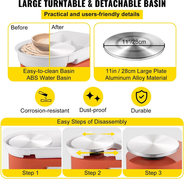 Pottenbakkersschijf - Draaischijf Pottenbakken - Pottenbakken Draaischijf - Draaischijf - Boetseerschijf - Draaischijf Keramiek - Pottenbakken Kinderen - Pottenbakken Volwassenen - Oranje