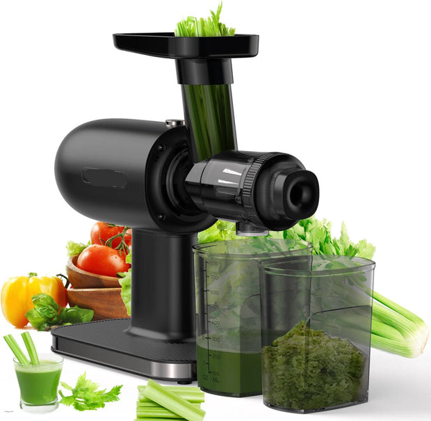 Slowjuicer - Sapcentrifuge - Cold Press - Groente en Fruit Blender - Krachtige Motor - Zwart