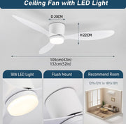 Plafondventilator met verlichting - 132cm - Afstandsbediening - Plafond Lamp - Wit - Slaapkamer - LED - Timer - 6 standen - Plafonniere