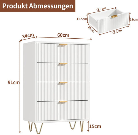 Kast - Dressoirkasten - Garderobekast - Opbergkast - Woonkamerkast - Modern - 60 cm x 34 cm x 91 cm - Wit