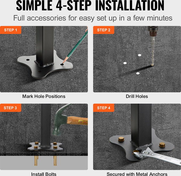 Smeedijzeren Leuning – Voor 1-4 Treden – Verstelbare Hoek (0-50°) – Antislip, Anticorrosief en Antiroest – Geschikt voor Buitentrappen - Veranda's - Balkons - Tuinen en Woongebouwen