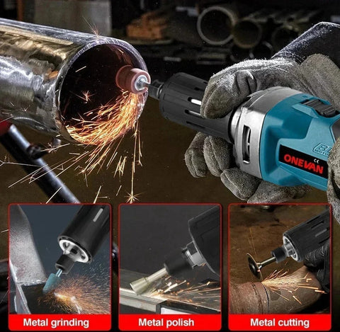 Elektrische Rechte Slijper - Graveer of Polijstmachine - Straight Grinder - 2 Accu's - Accu Lader - 4 Standen - 2000W - 18V