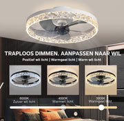 Ventilator Lamp - Plafondventilator Wit - Smart Lamp - Met Dimmer - 6 Standen Ventilator - Keuken Lamp - Woonkamerlamp - Moderne lamp