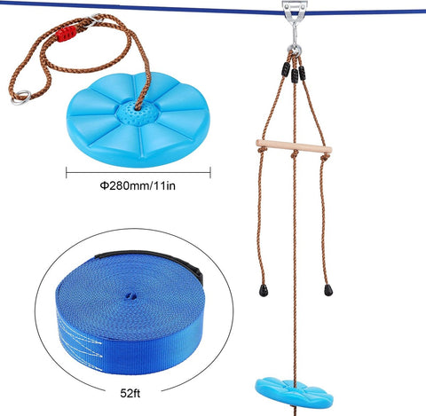 Kabelbaan - Zipline met schommel - Kabelbaan voor kinderen - DIY kabelbaan - Makkelijk te installeren - 20 meter