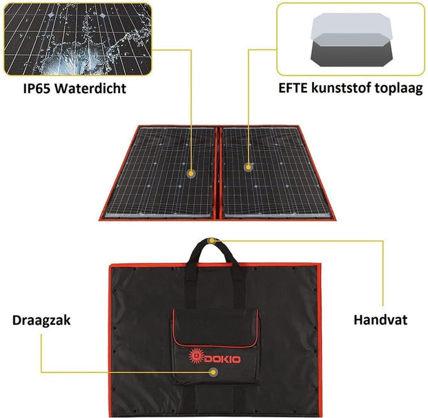 Complete 100W Foldable Solar Panel Set - Monocrystalline Solar Panel - 12V - Daylight Panel - Camper Solar Panel - With Inverter
