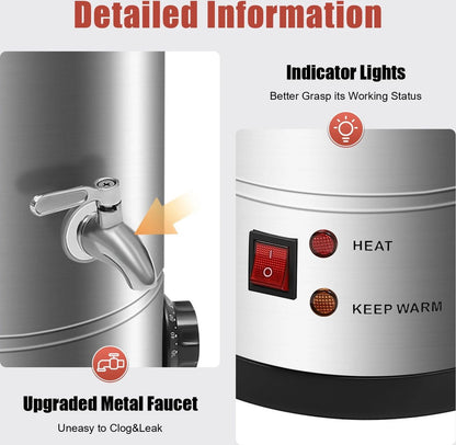 Elektrische Wassmelter – 10L - Instelbare Temperatuur 30-110°C – Roestvrijstalen Smeltkroes voor Kaarsen Maken – Wax Smeltpan – Verwarmingspot – DIY Kaarsenproductie