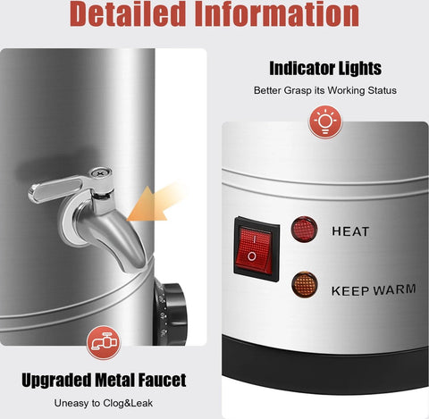 Elektrische Wassmelter – 10L - Instelbare Temperatuur 30-110°C – Roestvrijstalen Smeltkroes voor Kaarsen Maken – Wax Smeltpan – Verwarmingspot – DIY Kaarsenproductie
