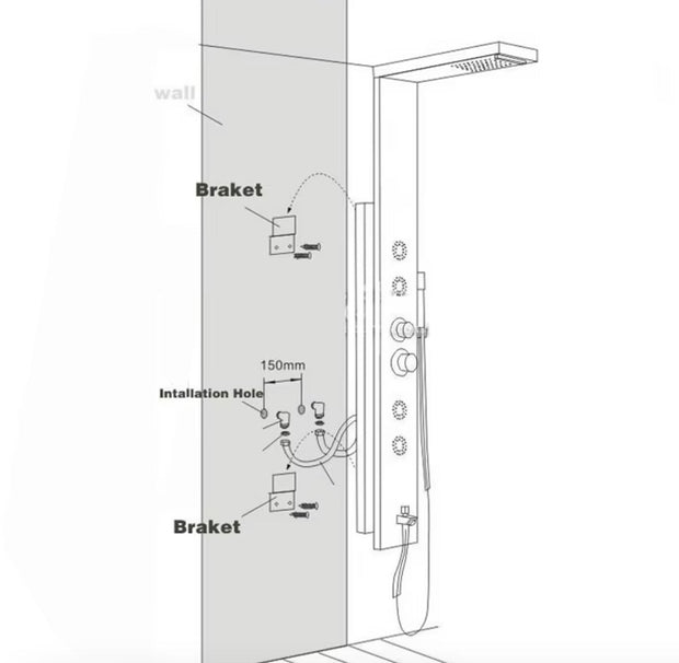 Douchekraan - Regendouche - Douchekop - Douchepaneel - 6 in 1 - Regendouche - Waterval douche - Kraan - Bidet - Massage jet - Handdouche - Waterstroom gevoed - Verlichting en LED display - Rose Gold