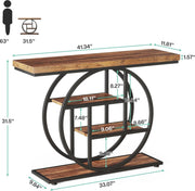 Consoletafel - Sidetable - Console - Haltafel - Metaal en Hout - Bruin - Industrieel - 105 x 80 x 30 cm - Console Tafel voor Hal - Woonkamer - Entree
