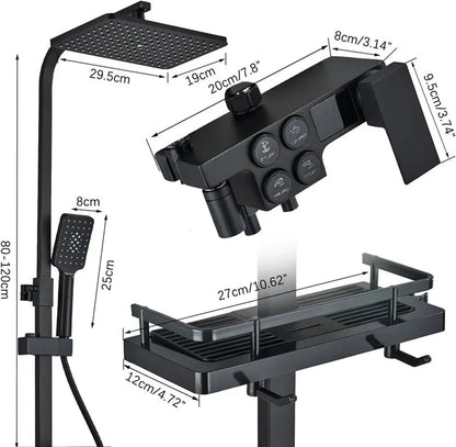 Black Bathroom Shower Faucet Set - Shower Faucet - Smart Digital Display - Shower Mixer - Shower Head