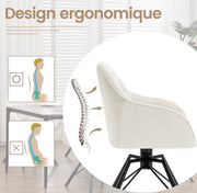 Eetkamerstoel - Set van 2 stoelen - Fluweel eetkamer stoel - Eettafel stoel - Fauteuil - Draaibaar - Velvet - Metalen poot - Wit/Cream