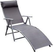 Zonnebed - Ligbed - Zonnebedden Ligbedden - Opvouwbare Ligstoel - met Verstelbare Rugleuning - Ligbed Tuin - Zomer - Zon - Ligbedden - Ligbed Buiten - Grijs