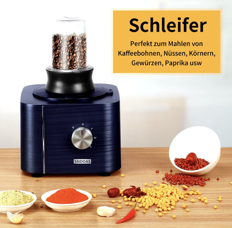 Food processor - All in 1 food processor - Multifunctional food processor - Meat grinder - Whisk - Kneader - Shredder - Orange juicer - Chopper - Blender - 1100W - Blue