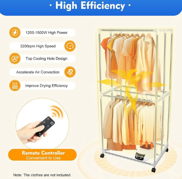 Elektrische Wasdroger - Smart Droogrek - Hangende Kleding Droger - Droger Voor Kledingkast - Warme Lucht Droger