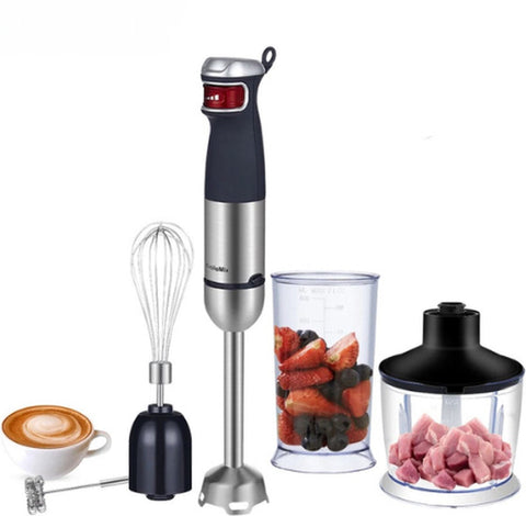 Professionele Staafmixer - Set 5-in-1 - Keukenmachine - 1200W - RVS - Incl. Hakmolen - Kom - Eierklopper - Melkopschuimer