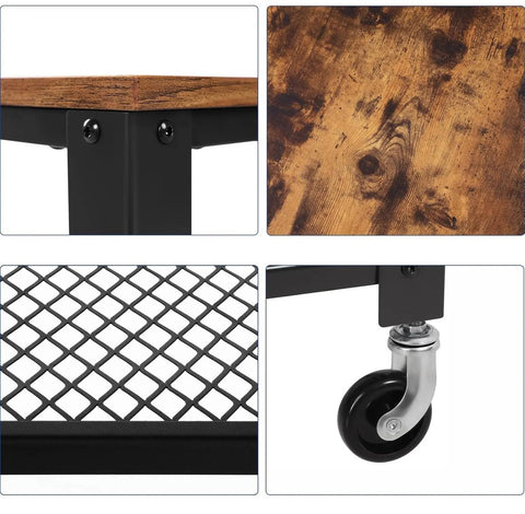 Keukenkast op wieltjes - Keukenkar - Serveerwagen - Keuken Organisatoren - Kast - 60 cm x 76,5 cm x 40 cm - Vintage Bruin en Zwart