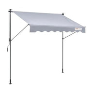 Intrekbaar & Verstelbaar Zonnescherm - 118 Inch Zonnescherm Gordijn - Achtertuin - 86 inch tot 122 inch Hoogste Positie - Grijs