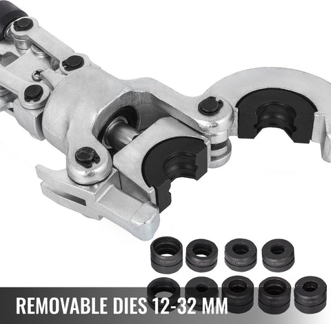 Hydraulische Krimptang - V-vormige - TH-vormige Pijptang - Bekken 360° Draaibaar - 6T - V12-28mm - TH16-32mm - Geschikt voor Samengestelde Buizen PEX PE-X PB-buizen