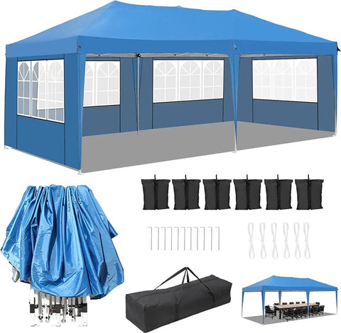 Luxe Paviljoentent - 3x6m'- 420d Oxforddoek - 4 Zijpanelen - Waterdicht - Opvouwbaar - 99% UV-bescherming - Frame Gepoedercoat - Luifeltent - Feesttent