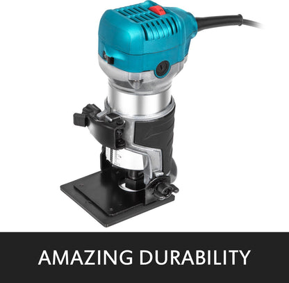 Compacte Router -Variabele Snelheid -  Met 2 Bases - Duurzaamheid - Groot Snelheidsbereik - Vaste Basis - Zilver