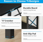 Boekenkast - Hoek Boekenkast met 7 Planken - Industrieel Grote Hoekplank - Spaanplaat - Zwart - 60 x 60 x 200 cm