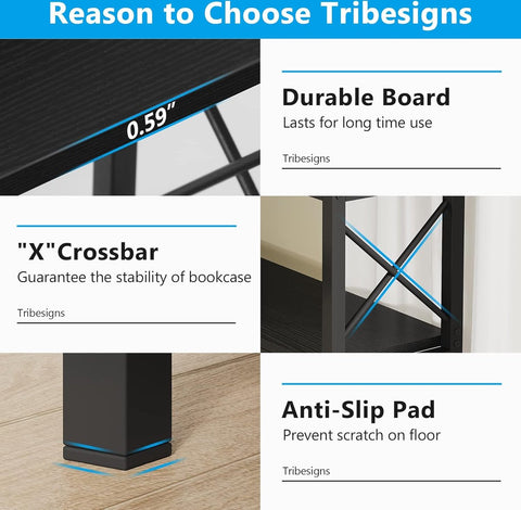 Boekenkast - Hoek Boekenkast met 7 Planken - Industrieel Grote Hoekplank - Spaanplaat - Zwart - 60 x 60 x 200 cm