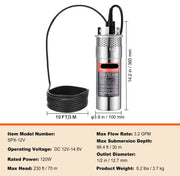 Zonne-Waterpomp - 20W - Stroom 15L/min - Opvoerhoogte 70 m - met 3 m Stroomkabel - Beschermingsgraad IP68 - voor Putten -  Boerderijirrigatie - Boerderijdieren Water Geven - Zilver