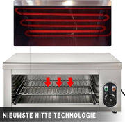 Elektrische Roestvrij Staal Oven - Grill en Pizza Oven - Voor Kip en Keuken - 2kW - Afmetingen 60.9 x 30.4 x 26.6 cm