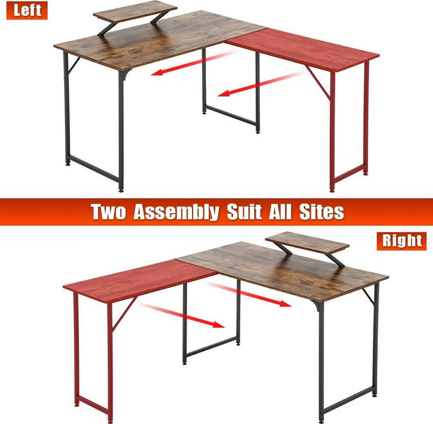 VINTAGE Vintage Corner Desk - Modern stylish design - 122x142x76cm - Brown/Black
