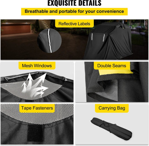 Motorcycle Cover - Scooter Cover for Indoor and Outdoor - UV Protection - Waterproof - Including Carrying Bag - Up to 103 Inch Motorcycles - Black