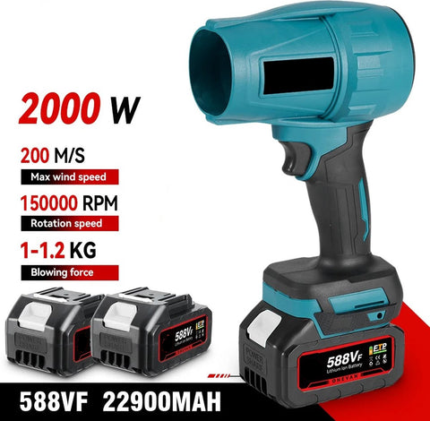 Mini Bladblazer - High Power Blower - Mini Blower - Blower - Bladblazer - 2000W - 720 km/h - 2 x Accu - Draadloos