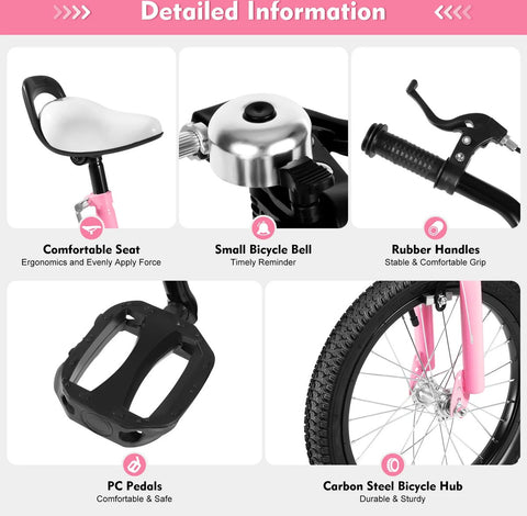 Kinderfiets - 16 Inch - Spelen - 5 tot 8 Jaar - Buiten - Roze