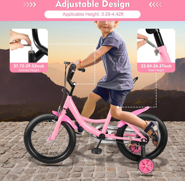 Kinderfiets - 16 Inch - Spelen - 5 tot 8 Jaar - Buiten - Roze