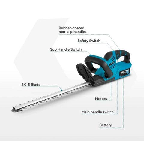 Heggenschaar - Elektrische Heggenschaar - Tuintrimmer - Haagtrimmer - 2 Accu's - Oplader - 2 in 1 - Makkelijk - Extra Accessoires - Lange Gebruiksduur - 18V - Veiligheid Systeem