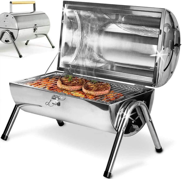 Inklapbare Mobiele Houtskoolgrill van Roestvrij Staal - Draagbare Houtskoolgrill voor Onderweg - 46 x 28 x 36 cm