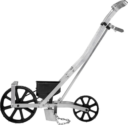 Tuin Push Zaaimachine - 78-84cm - Aluminium en ABS Rij Gewas Planter - met Zes Verwisselbare Zaadplaten en Rijmarkering - voor Het Zaaien van Verschillende Gewassen en Groenten