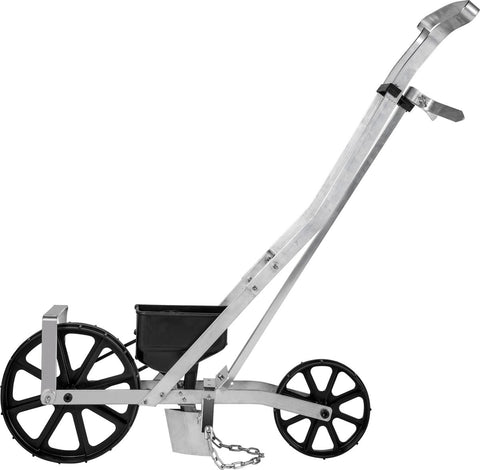 Tuin Push Zaaimachine - 78-84cm - Aluminium en ABS Rij Gewas Planter - met Zes Verwisselbare Zaadplaten en Rijmarkering - voor Het Zaaien van Verschillende Gewassen en Groenten