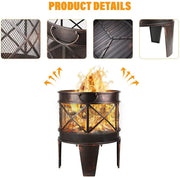 Vuurkorf Deluxe - Ruime Terraskachel Ø 45cmx58cm - Terrashaard voor Buiten - Vuurschaal - BBQ - Antieke Romeinse Look - Stabiel en Degelijk - Incl. Pook