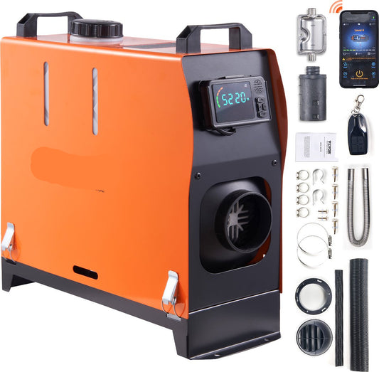 Air Diesel Standkachel - 5KW 12V - Auto Heater - Luchtverwarmer met LCD-display & 10m Afstandsbediening & Bluetooth APP - voor Auto's, Campers, Boten, Vrachtwagen-Oranje