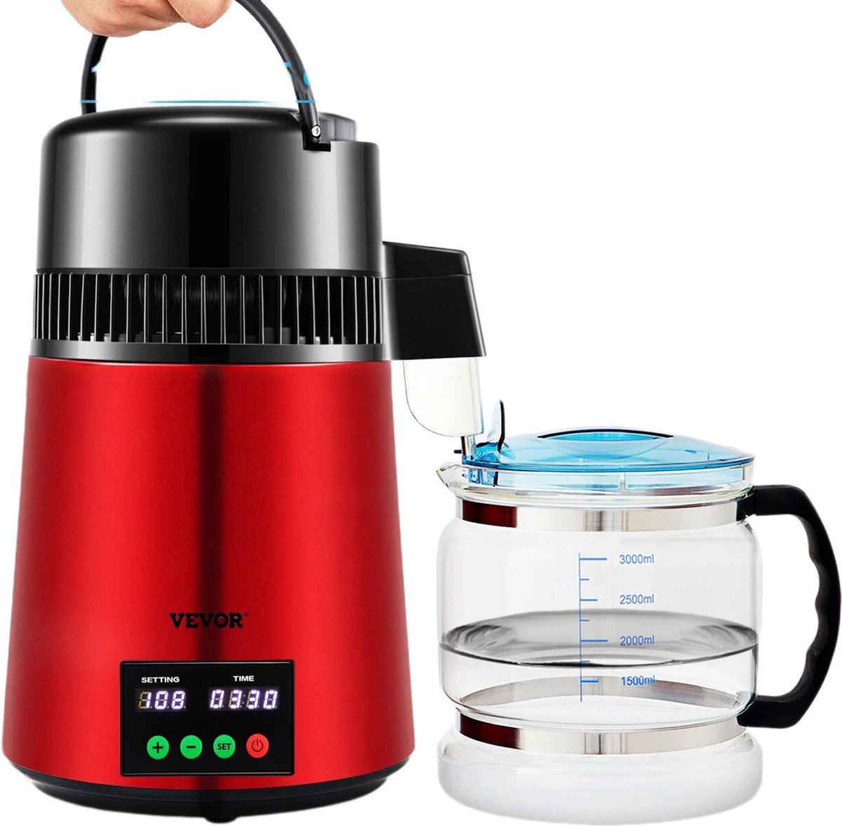 Water Distilleerder - waterdestilleerder - Destilleren - Distiller - Zuiver Water Maken - Automatisch Distilleerketel - Snelle Distilleerapparaat - Water Destilleerapparaat - Rood